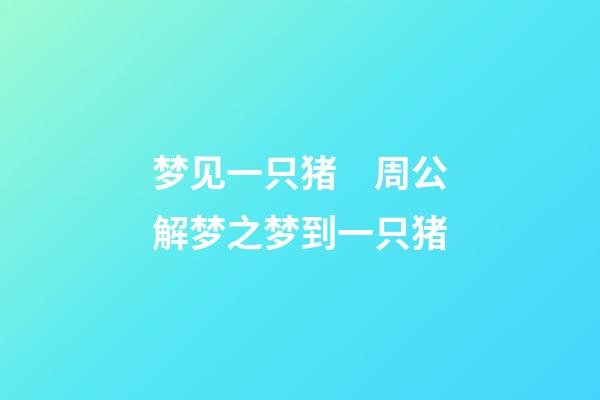梦见一只猪　周公解梦之梦到一只猪